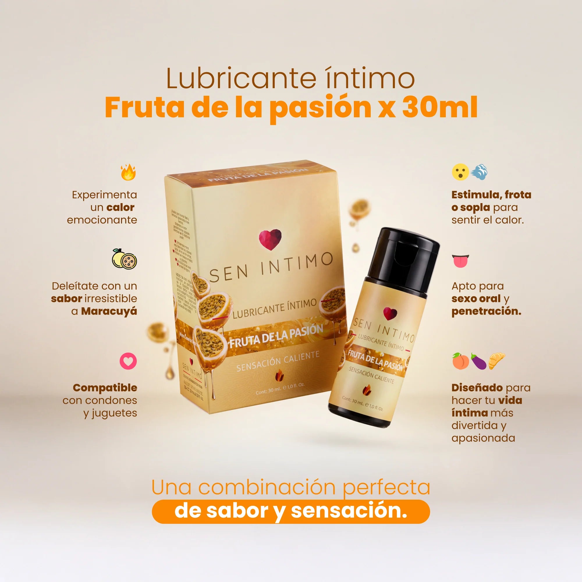 Lubricante Íntimo Caliente Passion Fruit X 30 ml