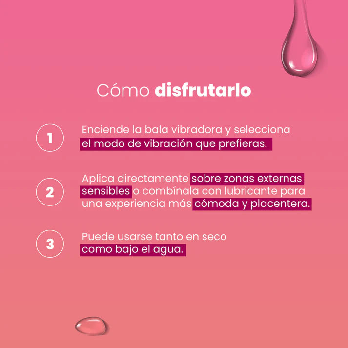 Kit Bala Vibradora Pink Sen Intimo- con 9 modos de vibración para adaptarse a tus deseos.